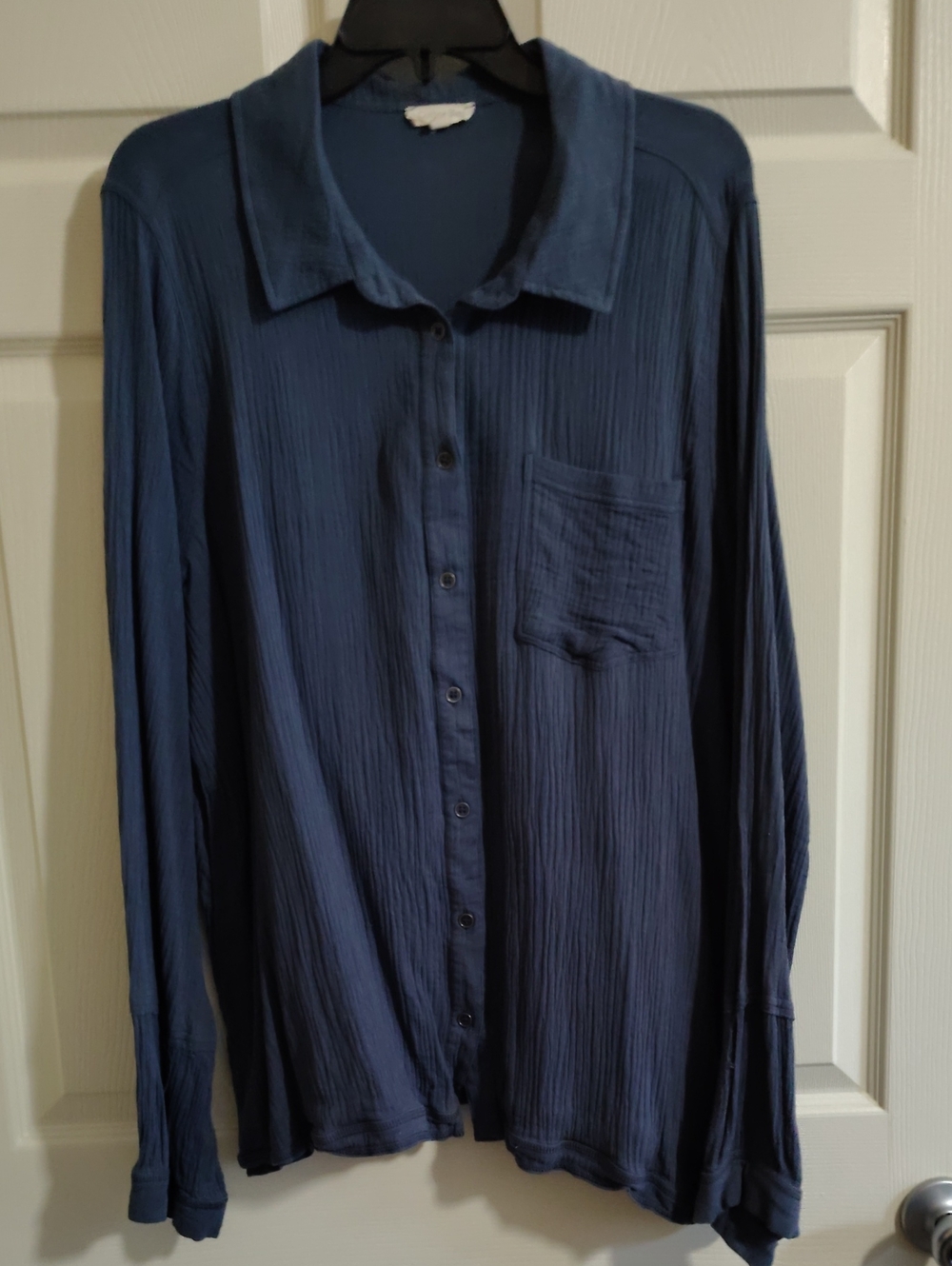 Cotton Bleu Women's Lightweight Navy Button-Up Shirt Jacket